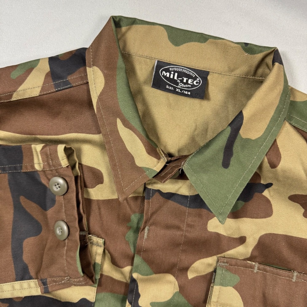 Mil-Tec Woodland Camo Battle Dress Uniform Field Jacket Youth XL Utility Outdoor